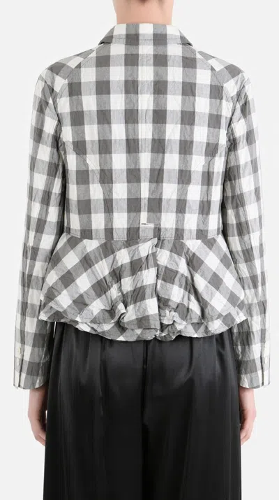 Comme Des Garçons Gingham-check Ruffled Jacket In Black