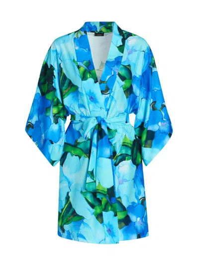 Natori Isla Wrap Robe In Blue