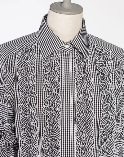 Shop Dolce & Gabbana Cotton Shirt With Ruche Details In Gingham Print