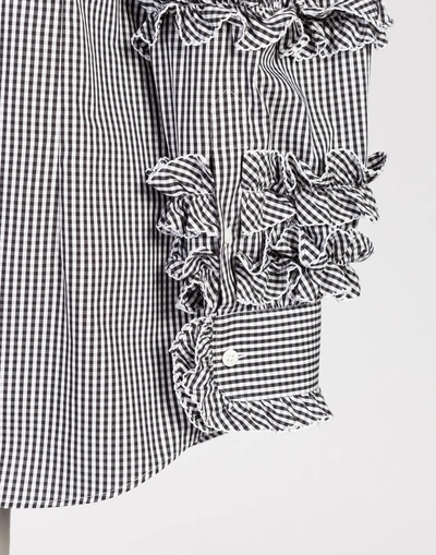 Shop Dolce & Gabbana Cotton Shirt With Ruche Details In Gingham Print