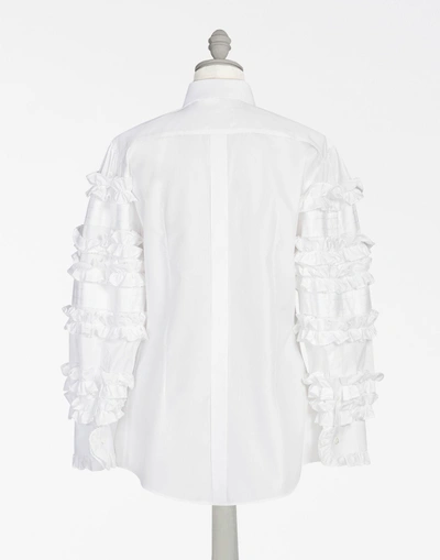Shop Dolce & Gabbana Cotton Shirt With Ruche Details In White