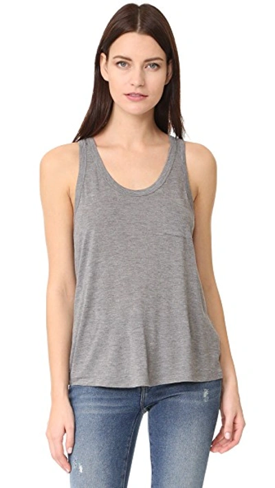 Alexander Wang T Classic Cropped Tank With Pocket In Heather Grey