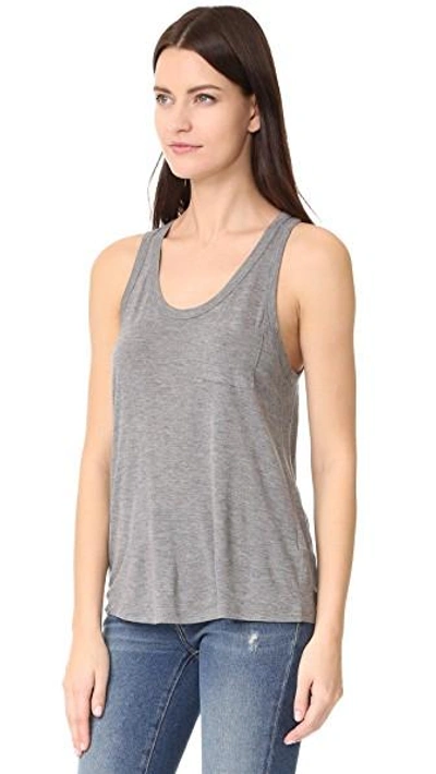 Shop Alexander Wang T Classic Cropped Tank With Pocket In Heather Grey
