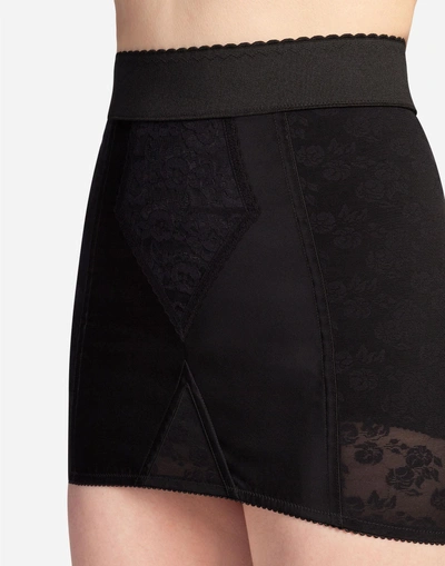 Shop Dolce & Gabbana Short Bodycon Skirt In Stretch Shaper Fabric In Black