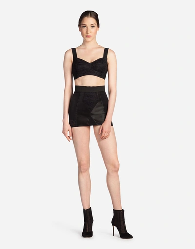 Shop Dolce & Gabbana Short Bodycon Skirt In Stretch Shaper Fabric In Black