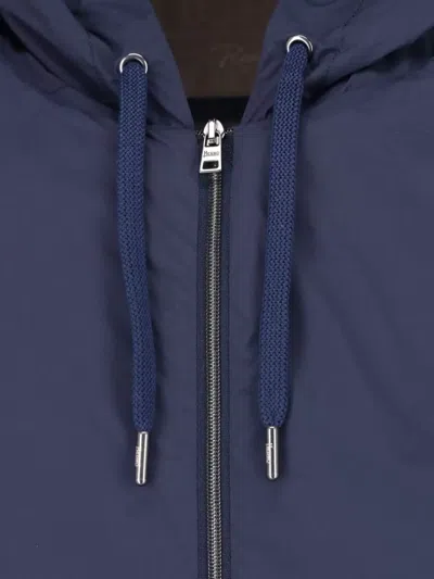 Herno Hooded Coat Drawstring Hood Elastic Cuffs In Blue