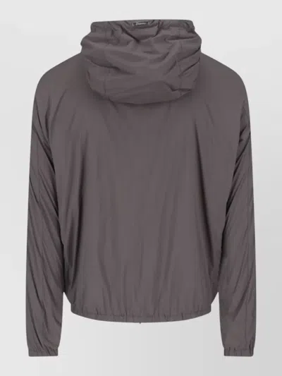 Herno Technical Fabric Hooded Jacket With Adjustable Drawstrings In Gray