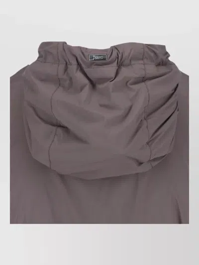 Herno Technical Fabric Hooded Jacket With Adjustable Drawstrings In Gray