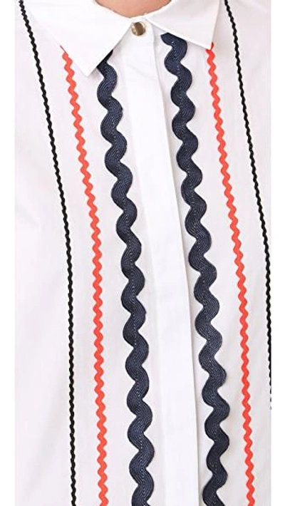 Shop English Factory Collared Drop Waist Dress In White Multi