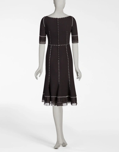 Shop Dolce & Gabbana Wool Dress With Contrasting Colored Topstitching In Black