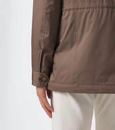 Canali Technical Field Jacket In Brown
