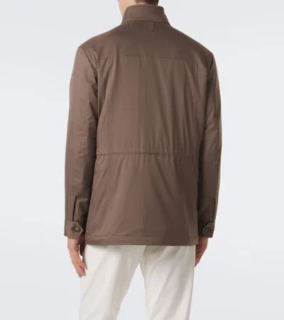 Canali Technical Field Jacket In Brown