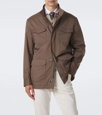 Canali Technical Field Jacket In Brown