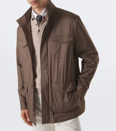 Canali Technical Field Jacket In Brown