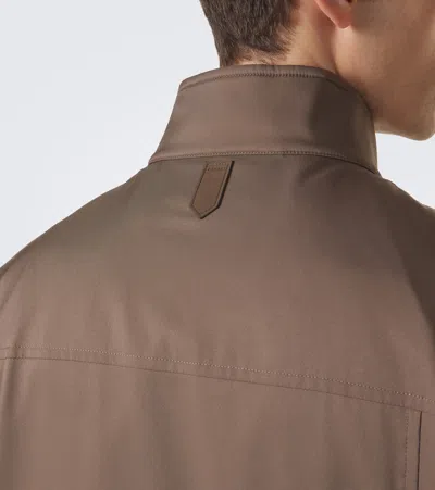 Canali Technical Field Jacket In Brown
