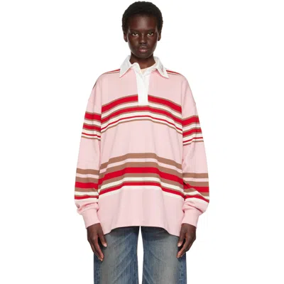 Amiri Striped Oversized Long-sleeve Polo In Multi