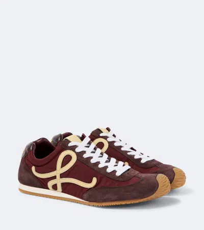Loewe Ballet Runner 2.0 Nylon And Suede Sneakers With Side Logo In Brown