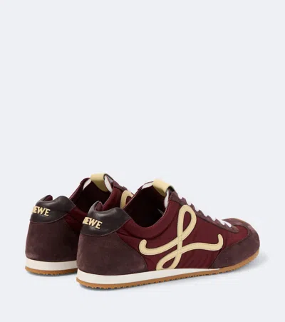 Loewe Ballet Runner 2.0 Nylon And Suede Sneakers With Side Logo In Brown