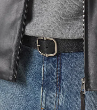 Loewe Loop Reversible Leather Belt In Black