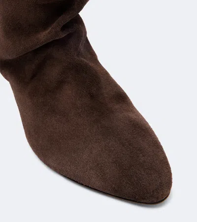 Isabel Marant Dalby Draped Suede Ankle Boots With Pointed Toe And Cone Heel In Brown