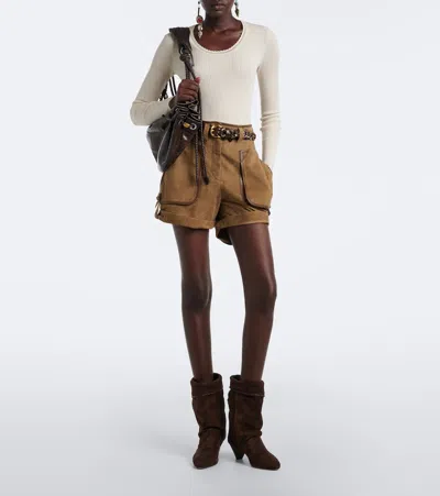 Isabel Marant Dalby Draped Suede Ankle Boots With Pointed Toe And Cone Heel In Brown