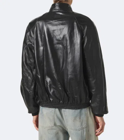 Acne Studios Lethestanether Lamb Leather Bomber Jacket In Black