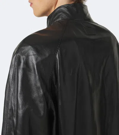 Acne Studios Lethestanether Lamb Leather Bomber Jacket In Black