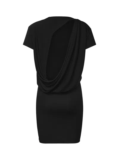 Jacquemus Mistral Back Draped Short Sleeve Dress In Black