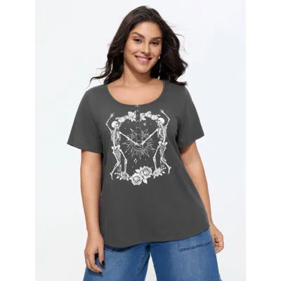 Bloomchic Cotton Sumerween Skull Print T-shirt