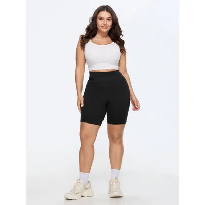 Bloomchic Stretchy Pull-on Plain Leggings In Black