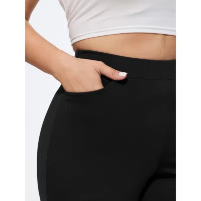Bloomchic Stretchy Pull-on Plain Leggings In Black