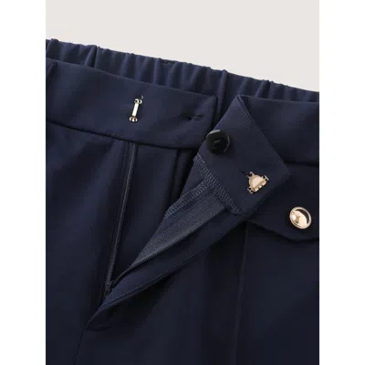 Bloomchic Stretchy Pull-on Flared Hem Pants In Blue