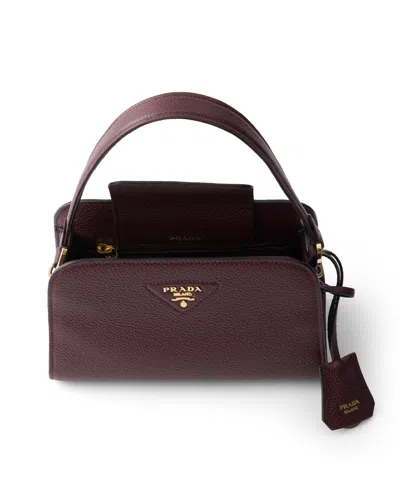 Prada Leather Mini Handbag In Red