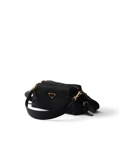Prada Explore Small Re-nylon And Leather Shoulder Bag In Black