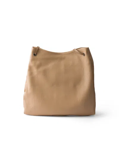 Prada Route Large Leather Bag In Brown