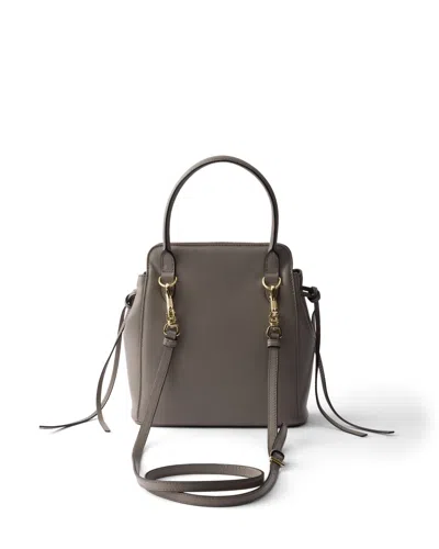 Prada Carry Mini Leather Handbag In Grey