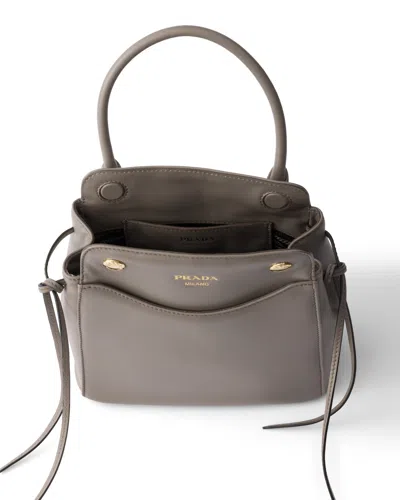 Prada Carry Mini Leather Handbag In Grey