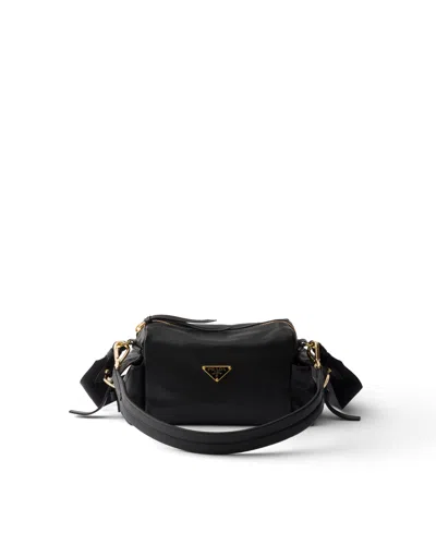 Prada Explore Small Re-nylon And Leather Shoulder Bag In Black