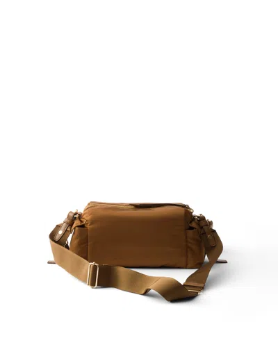 Prada Explore Small Re-nylon And Leather Shoulder Bag In Brown