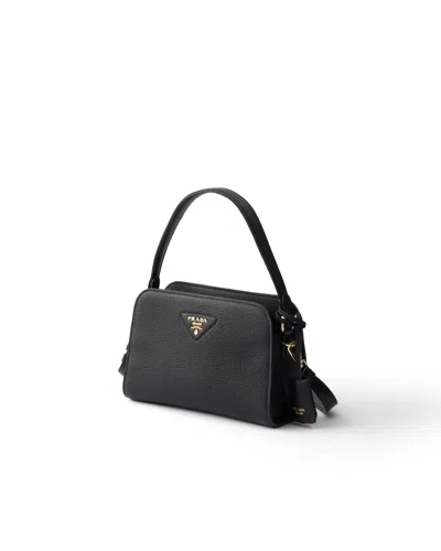 Prada Leather Mini Handbag In Black