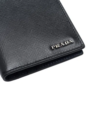 Prada Saffiano Leather Logo Wallet In Black