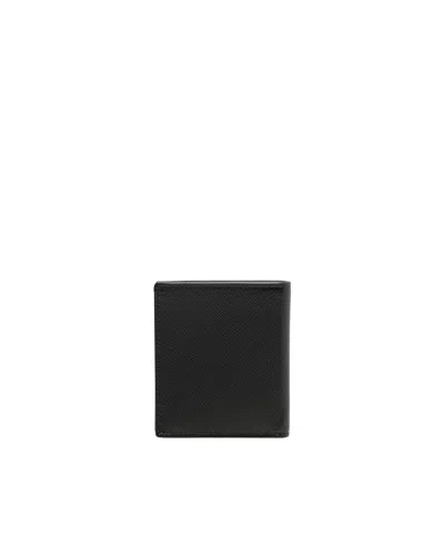Prada Saffiano Leather Logo Wallet In Black