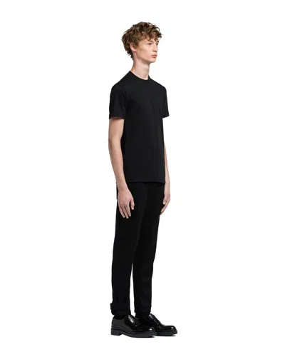 Prada Three Pack Cotton Jersey T-shirts In Black