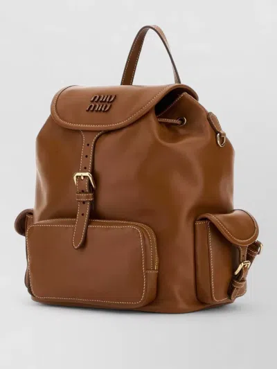 Miu Miu Backpack Adjustable Straps Top Handle Pockets