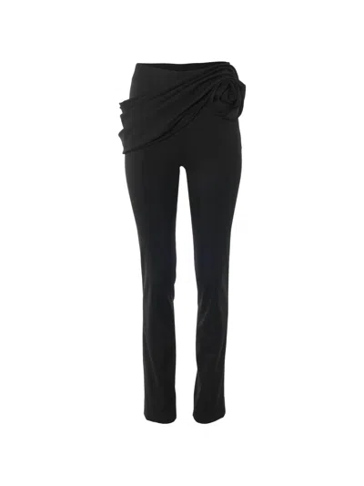 Carolina Herrera Gathered Wool-blend Twill Straight-leg Pants In Black