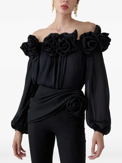 Carolina Herrera Gathered Wool-blend Twill Straight-leg Pants In Black