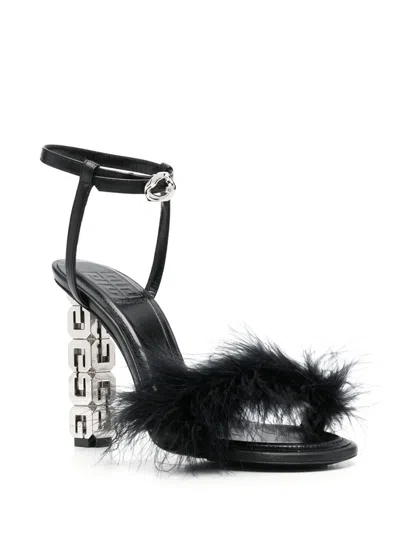 Givenchy G Cube 105mm Feather Sandals In Black