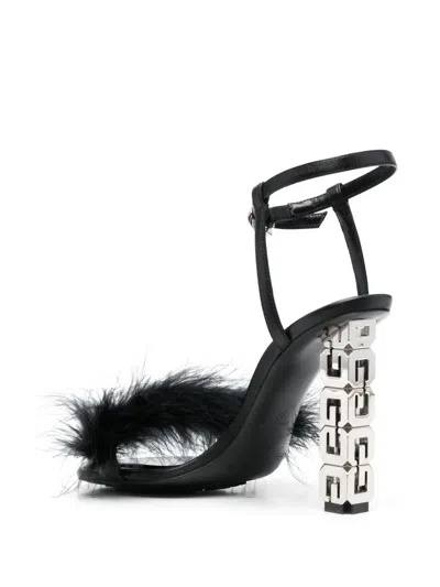 Givenchy G Cube 105mm Feather Sandals In Black