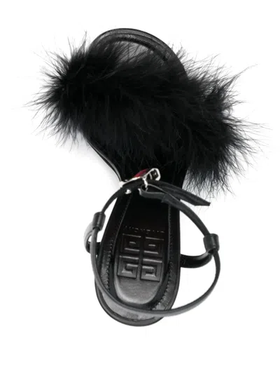 Givenchy G Cube 105mm Feather Sandals In Black