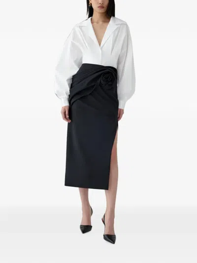 Carolina Herrera 로제트 디테일 드레이프 미디 스커트 In Multi